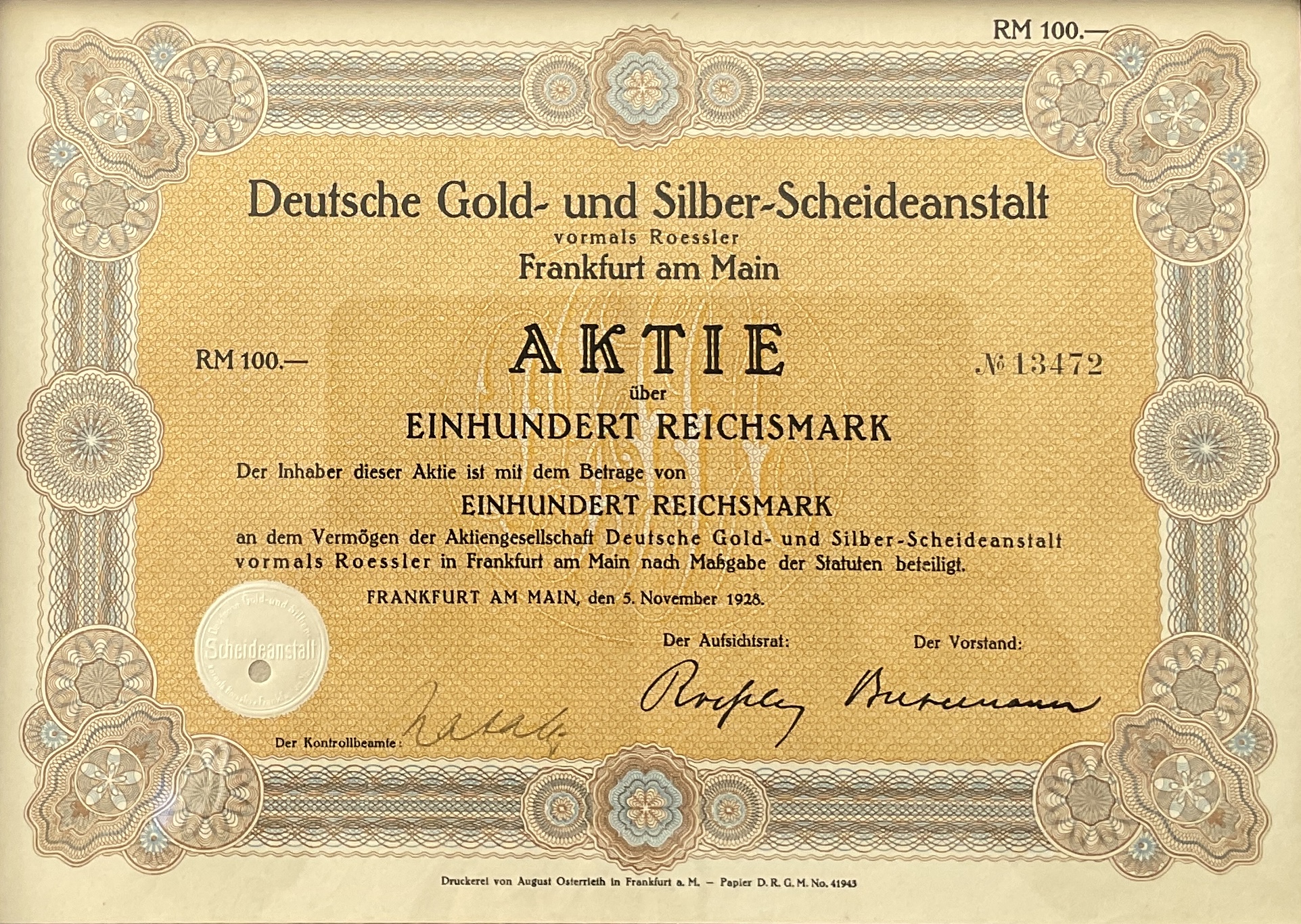 Akcie 1928 - Zlato - Stříbro